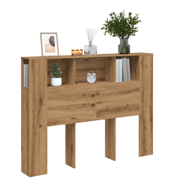 Armoire de tête de lit chêne artisanal 140x18,5x102,5 cm | Mobilier & Déco