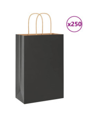 Sacs en papier 250 pcs avec poignées noir 21x11x31 cm | Mobilier & Déco