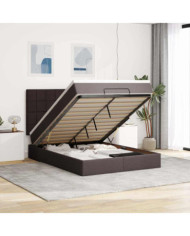  Cadre de lit ottoman avec matelas marron foncé 140x190 cm tissu | Mobilier & Déco