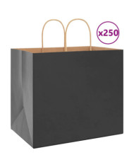 Sacs en papier 250 pcs avec poignées noir 32x22x28 cm | Mobilier & Déco
