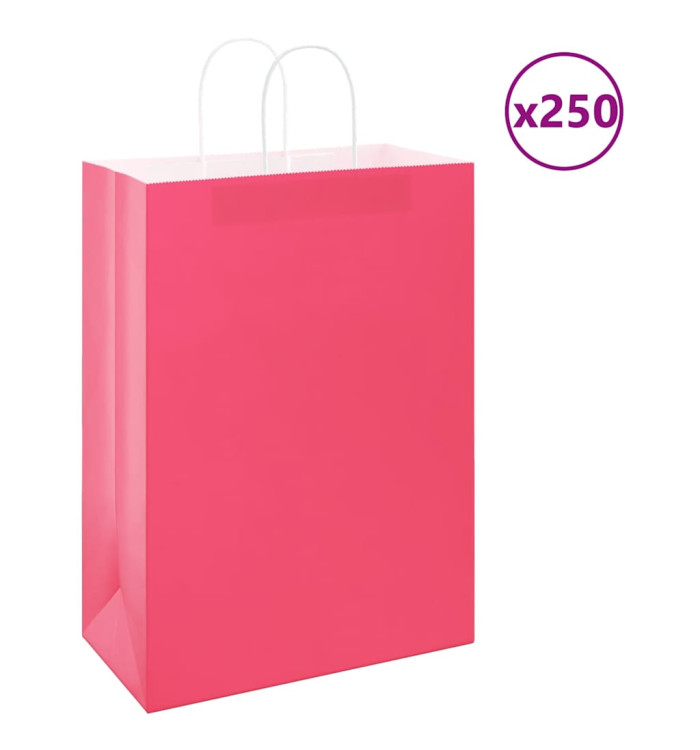 Sacs en papier 250 pcs avec poignées rose 32x17x44 cm | Mobilier & Déco