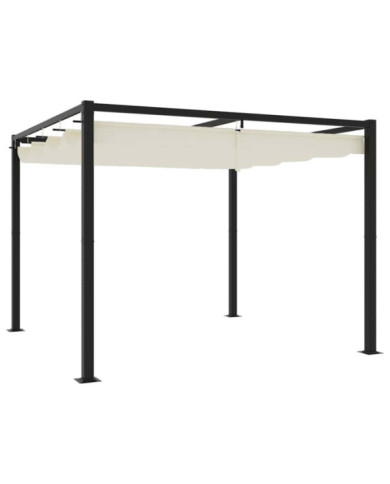 Tonnelle de jardin avec toit rétractable crème 3x3 m acier | Mobilier & Déco