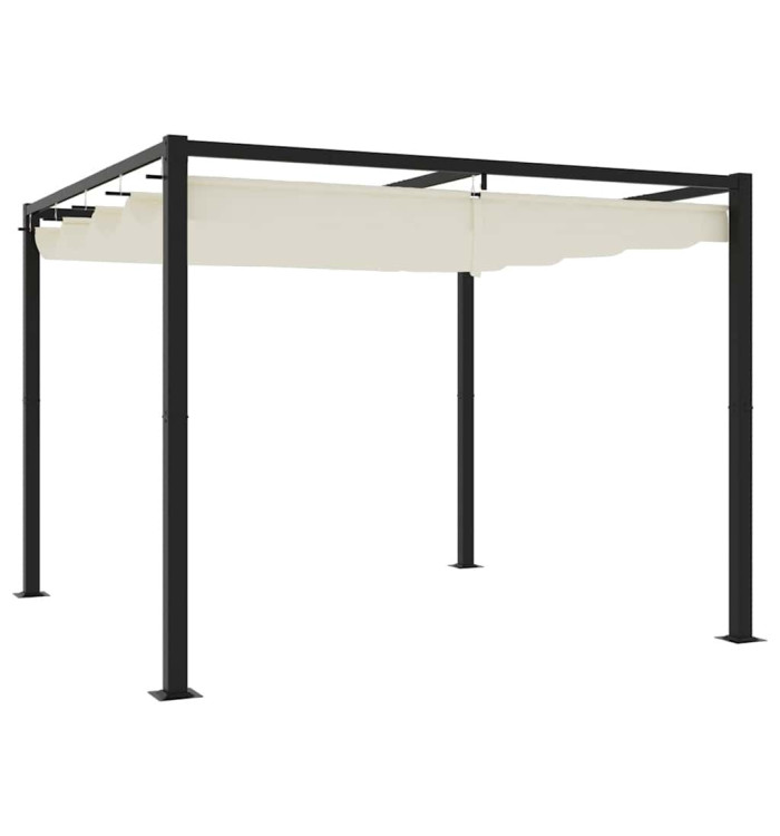 Tonnelle de jardin avec toit rétractable crème 3x3 m acier | Mobilier & Déco