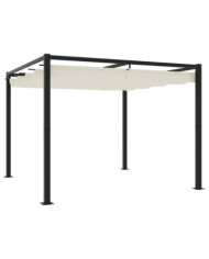 Tonnelle de jardin avec toit rétractable crème 3x3 m acier | Mobilier & Déco