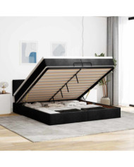  Cadre de lit ottoman avec matelas noir 200x200 cm tissu | Mobilier & Déco