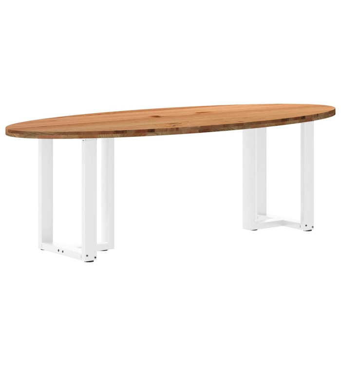 Table à manger marron clair bois de chêne massif ovale | Mobilier & Déco