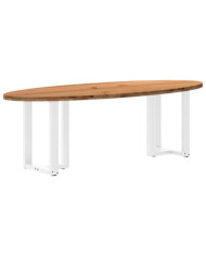Table à manger marron clair bois de chêne massif ovale | Mobilier & Déco