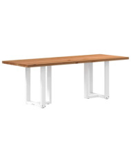 Table à manger marron clair bois de chêne massif rectangulaire | Mobilier & Déco