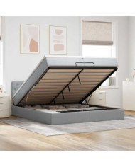  Cadre de lit ottoman avec matelas gris clair 200x200 cm tissu | Mobilier & Déco