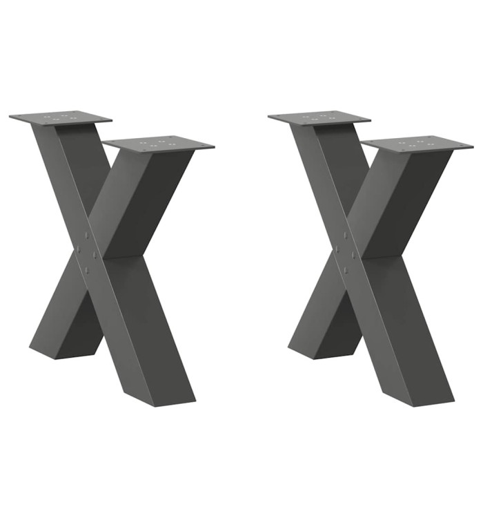 Pieds de table basse forme de X 2 pcs anthracite 50x(42-43) cm | Mobilier & Déco
