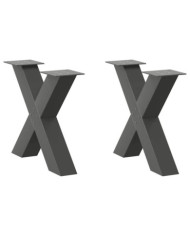 Pieds de table basse forme de X 2 pcs anthracite 50x(42-43) cm | Mobilier & Déco