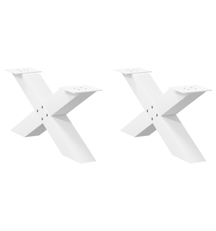Pieds de table basse forme de X 2 pcs blanc 70x(30-31) cm acier | Mobilier & Déco