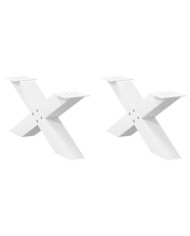 Pieds de table basse forme de X 2 pcs blanc 70x(30-31) cm acier | Mobilier & Déco