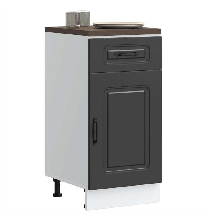 Armoire de cuisine Kalmar noir bois d'ingénierie | Mobilier & Déco