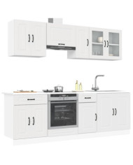 Ensemble d'armoires cuisine 8pcs Kalmar blanc bois d'ingénierie | Mobilier & Déco
