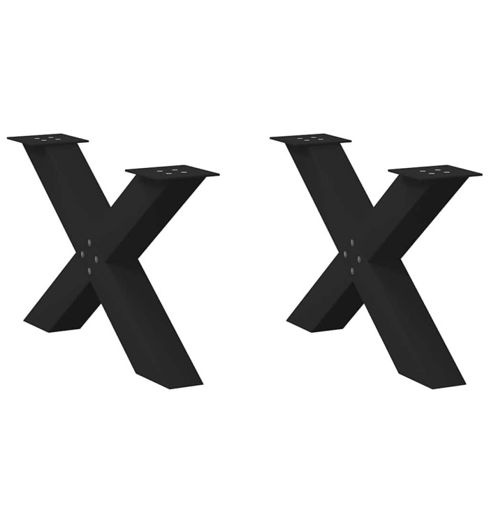 Pieds de table basse forme de X 2 pcs noir 70x(42-43) cm acier | Mobilier & Déco