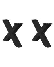 Pieds de table basse forme de X 2 pcs noir 70x(42-43) cm acier | Mobilier & Déco