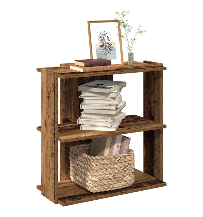 Bibliothèque à 3 niveaux vieux bois 60x30x60 cm bois ingénierie | Mobilier & Déco