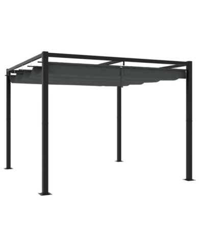 Tonnelle de jardin avec toit rétractable anthracite 3x3 m acier | Mobilier & Déco