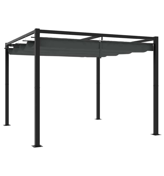 Tonnelle de jardin avec toit rétractable anthracite 3x3 m acier | Mobilier & Déco