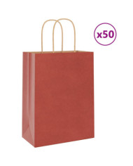 Sacs en papier 50 pcs avec poignées rouge 21x11x28 cm | Mobilier & Déco