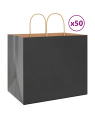 Sacs en papier 50 pcs avec poignées noir 32x22x28 cm | Mobilier & Déco