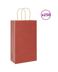 Sacs en papier 250 pcs avec poignées rouge 21x11x36 cm | Mobilier & Déco