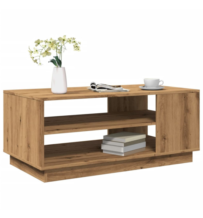 Table basse chêne artisanal 102x55x43 cm bois d'ingénierie | Mobilier & Déco