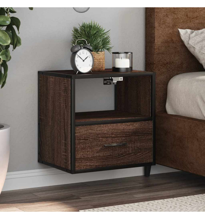Table de chevet murale chêne marron 40x31x39,5 cm | Mobilier & Déco
