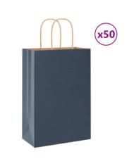 Sacs en papier 50 pcs avec poignées bleu 21x11x31 cm | Mobilier & Déco