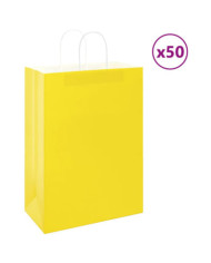 Sacs en papier 50 pcs avec poignées jaune 32x17x44 cm | Mobilier & Déco
