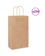 Sacs en papier 250 pcs avec poignées marron 21x11x36 cm | Mobilier & Déco