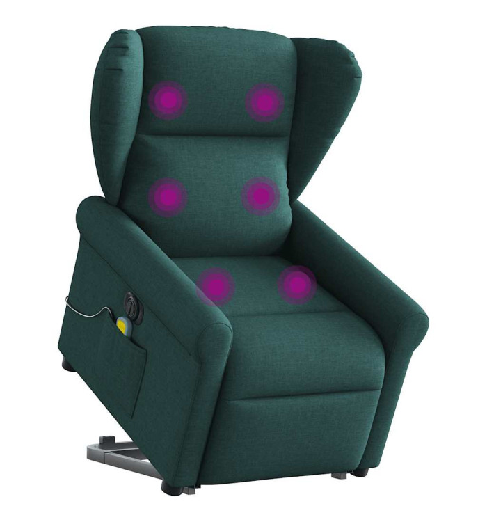 Fauteuil inclinable de massage électrique Vert foncé Tissu | Mobilier & Déco