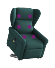 Fauteuil inclinable de massage électrique Vert foncé Tissu | Mobilier & Déco