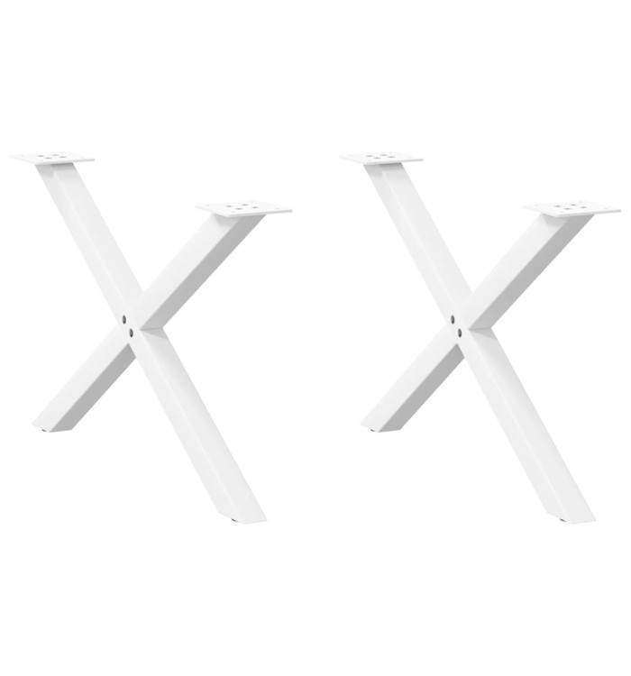 Pieds de table basse forme de X 2 pcs blanc 70x(42-43) cm acier | Mobilier & Déco
