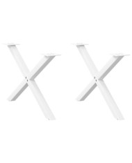 Pieds de table basse forme de X 2 pcs blanc 70x(42-43) cm acier | Mobilier & Déco