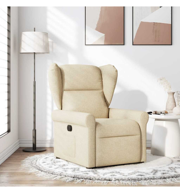 Fauteuil inclinable Crème Tissu | Mobilier & Déco