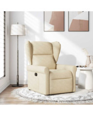 Fauteuil inclinable Crème Tissu | Mobilier & Déco