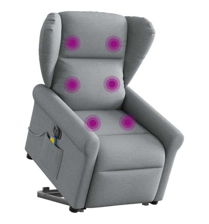 Fauteuil inclinable de massage électrique Gris clair Tissu | Mobilier & Déco