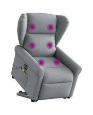 Fauteuil inclinable de massage électrique Gris clair Tissu | Mobilier & Déco
