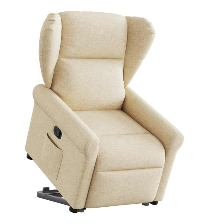 Fauteuil inclinable Crème Tissu | Mobilier & Déco