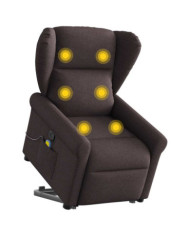 Fauteuil inclinable de massage Marron foncé Tissu | Mobilier & Déco