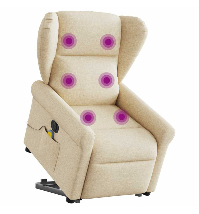 Fauteuil inclinable de massage électrique Crème Tissu | Mobilier & Déco