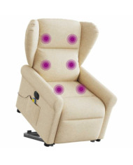 Fauteuil inclinable de massage électrique Crème Tissu | Mobilier & Déco