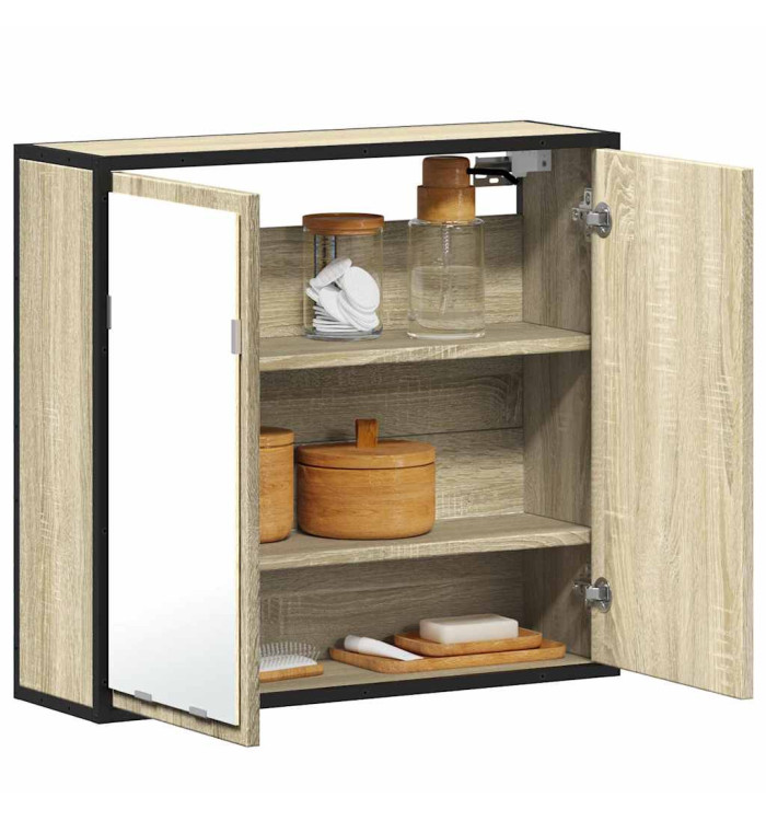Armoire à miroir de salle de bain chêne sonoma bois ingénierie | Mobilier & Déco