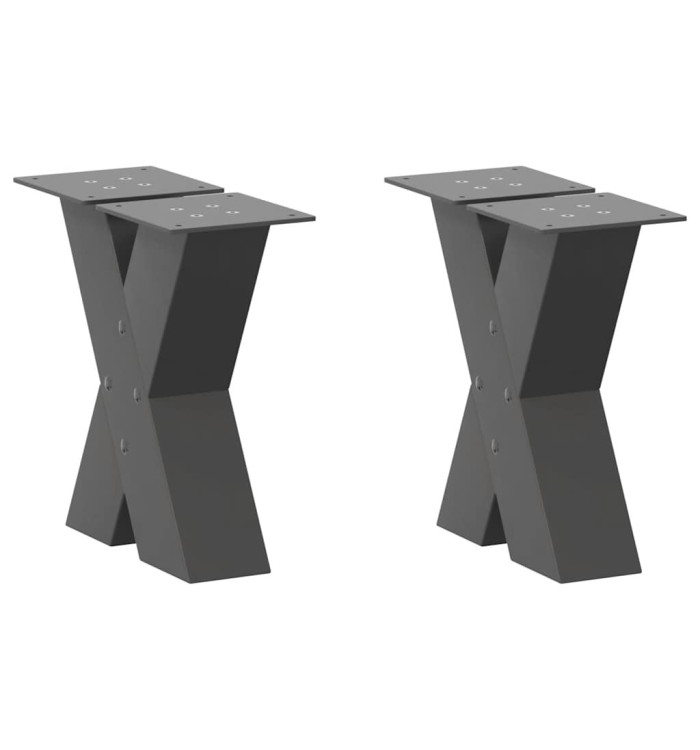 Pieds de table basse forme de X 2 pcs anthracite 30x(30-31) cm | Mobilier & Déco