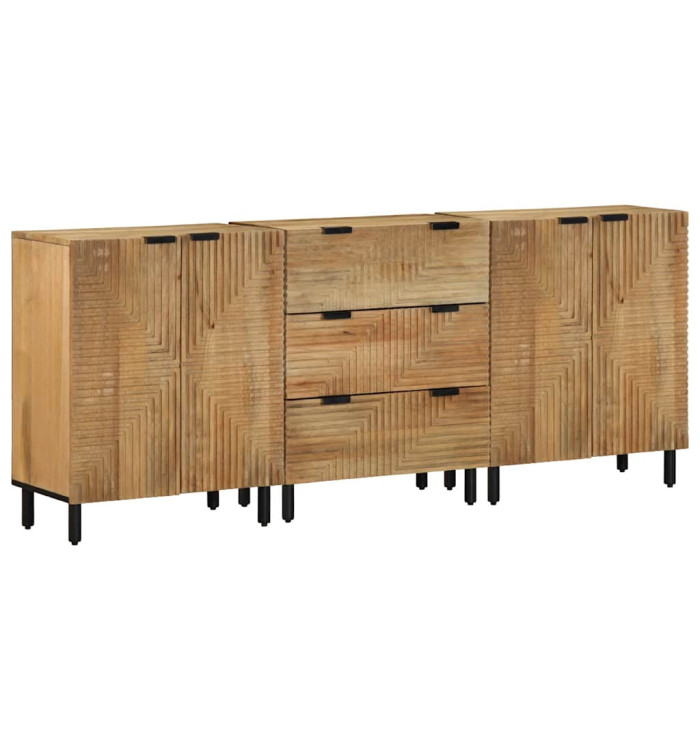 Buffets 3 pcs marron 60x33x75 cm bois massif de manguier | Mobilier & Déco