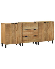 Buffets 3 pcs marron 60x33x75 cm bois massif de manguier | Mobilier & Déco