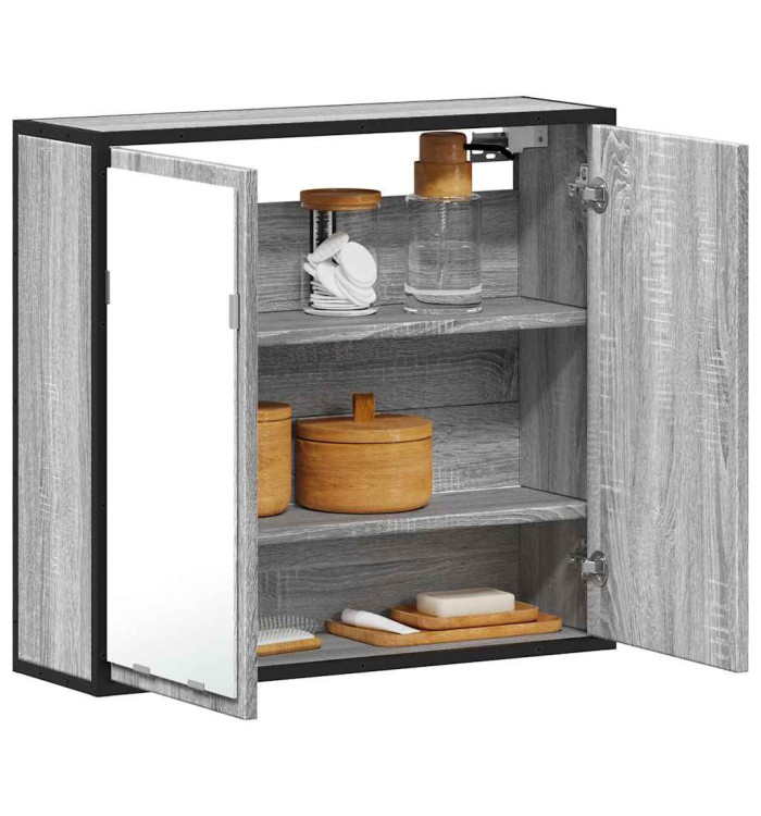 Armoire à miroir de salle de bain sonoma gris bois d’ingénierie | Mobilier & Déco