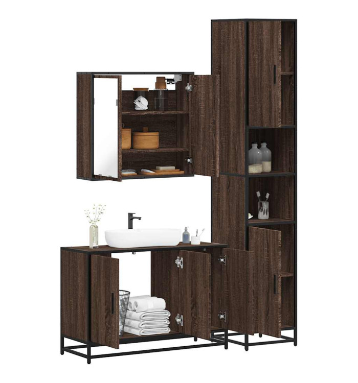 Ensemble de meubles de salle de bain 3 pcs Chêne marron | Mobilier & Déco